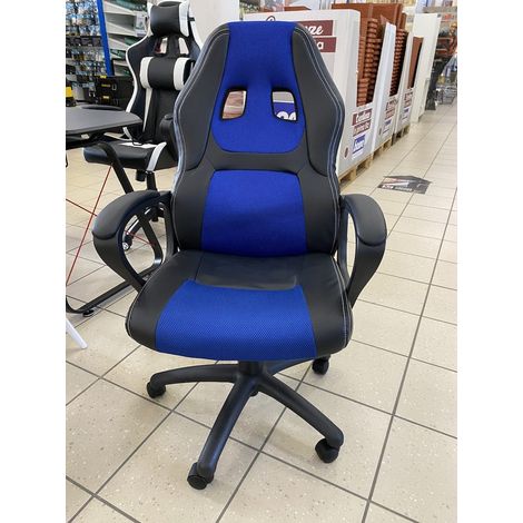 Poltrona Gaming blu eco pelle 62x60xH104 meccanismo con alzata (1/5)