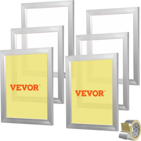 VEVOR Kit di Telaio per Stampa Serigrafica Lega di Alluminio 40,6 x 50,8 cm 110 Maglie Pulizia Facile, Telaio Serigrafico 6 Pezzi per Macchina di Stampa Serigrafica Spessore 2,5cm Quantita Maglie 110