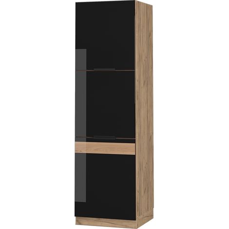 Herdumbauschrank Fame-Line, Schwarz Eiche hochglanz, 60 cm, Vicco