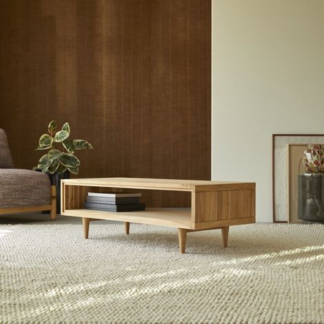 Table basse en bois de teck 120x50 Jonàk (1/5)