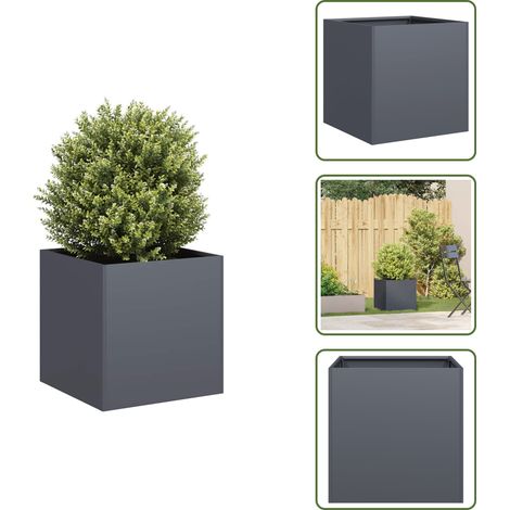 vidaXL Jardinière anthracite 40x40x40 cm acier laminé à froid (1/5)