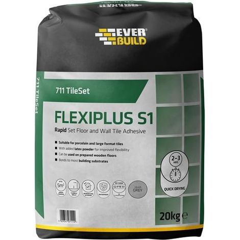 Everbuild Sika 711 TileSet Flexiplus Tile Adhesive White 20kg