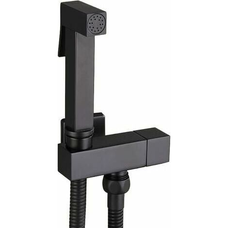 WC-Sprühset, Hand-Bidet-Sprühgerät aus schwarzem Messing, Wand-Bidet-Sprühgerät, komplettes Set für die Badezimmerreinigung, persönliche Hygiene, G1/2