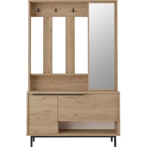 Guardaroba da Ingresso Rebecca Mobili Giloy 178x112x33,5 Truciolato Vetro Rovere Chiaro Grigio Scuro Moderno (1/5)