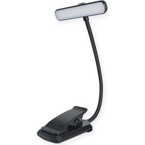 Wiederaufladbare Leselampe zum Anklemmen mit 12 LEDs, Augenschutz, stufenloses Dimmen, 3 Farben (Bernstein/Weiß/Gemischt), 360° flexibler Hals, tragbar [Energieeffizienzklasse: B] MUMU (1/4)