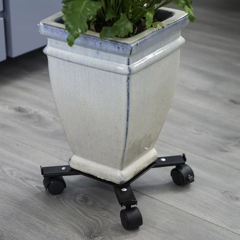 Soporte rodante negro robusto con ruedas
