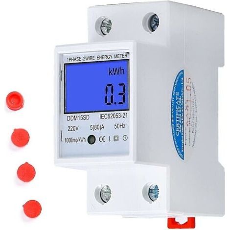 Compteur d'électricité numérique Lcd Compteur triphasé Compteur triphasé à 4 fils triphasé pour compteur à courant alternatif sur rail DIN,1 (1/5)
