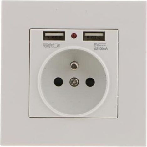 Set mit 2 Wandsteckdosen, Wandsteckdose mit zwei USB-Anschlüssen (5 V/2100 mA), Einbausteckdose mit 2 USB-Anschlüssen, praktisch und einfach zu bedienen (1/4)