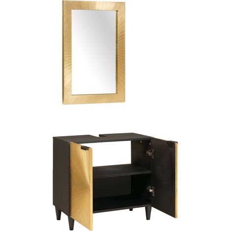 Maison Exclusive - Badezimmerschrank-Set 2 stk. Schwarz und Messi (1/5)