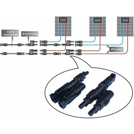 Connecteurs de panneau solaire MC4 Y – 1 paire résistante aux intempéries – Verrouillage automatique pour connexion sécurisée – 30A 6kV (1/5)