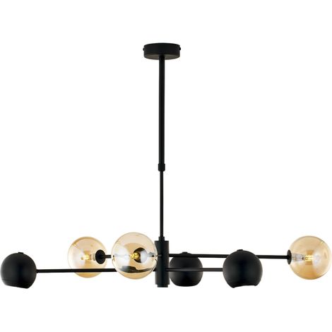 Lampadario MOKA nero sfere ambra 6 luci G9/GU10 Jupiter (1/5)