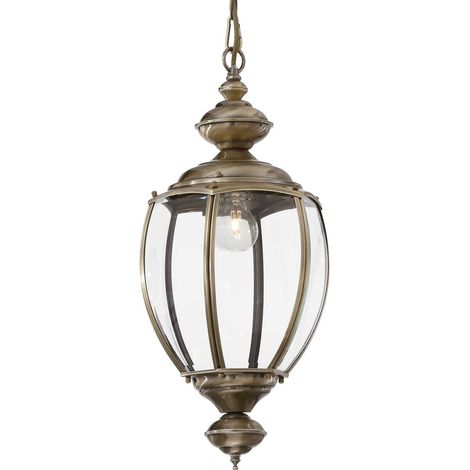 Ideal Lux Norma - 1 lámpara colgante de techo con luz de latón antiguo, vidrio transparente, E27
