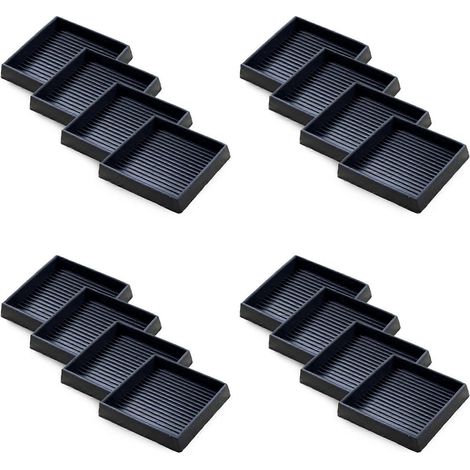 Lot de 16 patins antidérapants pour meubles - 6,35 x 6,35 cm (2,5 x 2,5 po) - embouts carrés en caoutchouc pour roulettes, pieds de canapé, chaise, lit (1/5)