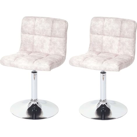 Set 2x sedie lounge Kavala elegante moderno tessuto 48x45x78cm grigio chiaro vintage
