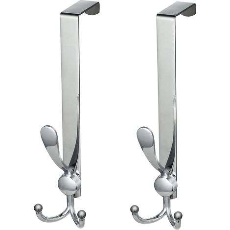 Porte Manteau pour Porte, 2 Pcs Patère de Porte sans Percage en Acier Inoxydable, Crochet de Porte pour Chambre Salle de Bains Cuisine (Largeur 4.5 cm, Argent) (1/5)