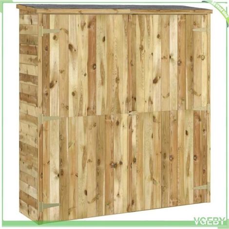Abri à outils de jardin - FAF EICY - 46362 - 163x50x171 cm - Pinède imprégnée - Double porte verrouillable (1/5)
