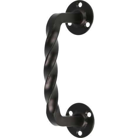 Poignée pour portes de passage ou d'entrée Modèle 103  100 mm  Poignée avec plaque en acier et tirant en Zamak  Finition noire  Inclut une rosace  Style Rustique Forgé à la Main (1/5)