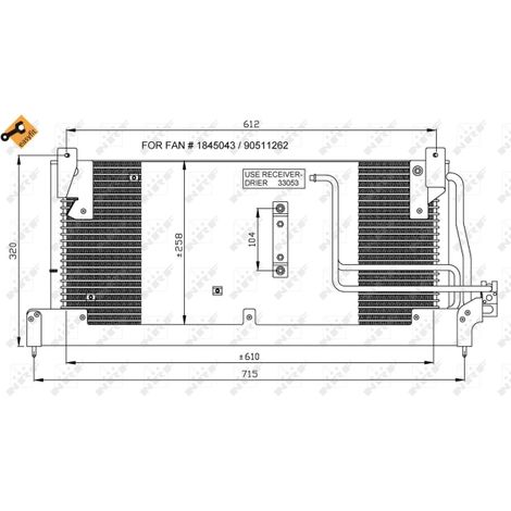 Condenseur, climatisation NRF 35218 OPEL 1618015 1618046 1618108 1850032 1850037