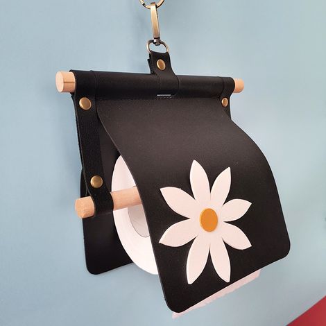 Schwarzer Toilettenpapierhalter – rustikale Wandhalterung mit Schiebehaken, Toilettenpapierrollenhalter für Badezimmer/Wohnmobil/Camping/Bauernhaus, staubdichter dekorativer Toilettenpapierspender