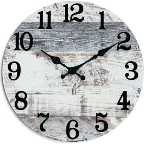 Horloge Horloge Murale Grise - Horloge Murale Rustique de 25 cm à Piles, Silencieuse, Horloge de Campagne Vintage pour Cuisine, Salle de Bains, Chambre à Coucher, Salon, Bureau, Maison (1/5)