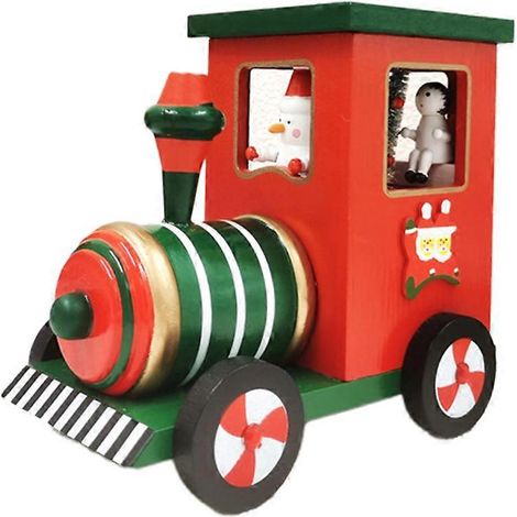 Spieluhr in Form einer hölzernen Lokomotive mit drehbarem Mini-Weihnachtsbaum – Weihnachtsgeschenke