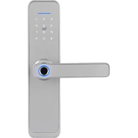Serrure avec poignée électronique et contrôle d'accès, clavier, empreinte digitale, carte RFID, application Tuya SecureEntry-HL200 (1/5)