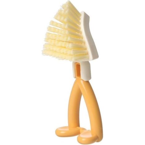 Triangular cleaning brush for deep crevices – Stiff-bristled corner brush for tile joints, windows, sink tracks, bathroom, kitchen – 15 cm, yellow (1/5)