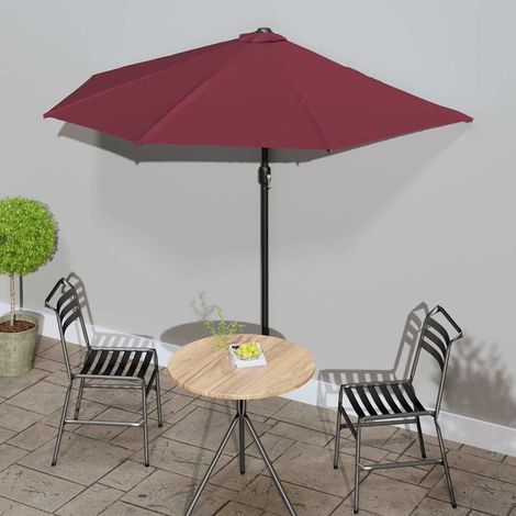 vidaXL Sombrilla balcón semicircular aluminio burdeos 270x144x222 cm (1/5)