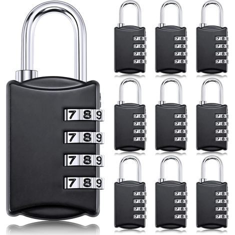 Paquete de 10 candados de combinación de 4 dígitos, mini candados de combinación, candados impermeables para exteriores, adecuados para viajes, estadios, taquillas de personal, etc. (1/5)