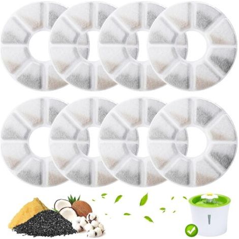 8 Stück Katzenbrunnenfilter, Dreifach-Filtersysteme, für Philips Wasserfilterbrunnen, Ersatzfilter für 2,0 bis 2,5 L Wasserbrunnen, Katzen und Hunde (Rund)