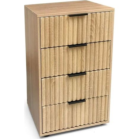 Cómoda de madera con 4 cassetti 50 x 40 x 83 cm rovere