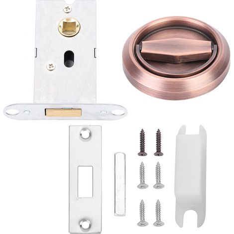 Serrure de porte en acier inoxydable avec anneau de poignée pour porte de placard, tiroir ou armoire, bronze rouge (1/5)