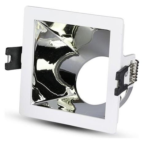 V-TAC Portafaretto LED da Incasso GU10 Quadrato Colore Bianco con Supporto Inclinato Cromato (1/5)