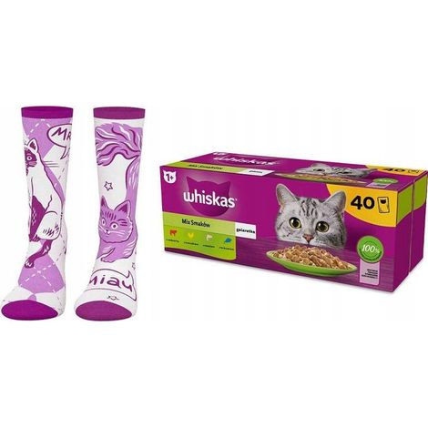 Whiskas Mix di gusti, cibo per gatti in gelatina 40x85g + calzini