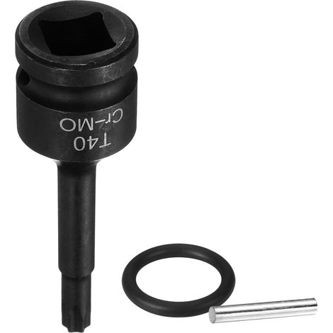 Impact Hex Socket, Torx T40 1/2" Socket for 6-Point Impact, CR-MO Steel with Pin and O-Ring for Drills, Workshops, Garages, Adapter (1/5)