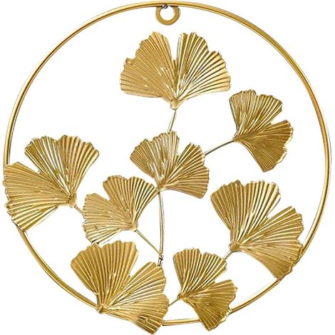 Décoration Murale Ginkgo Biloba Feuille Dor Art Mural Peinture à La Feuille De Ginkgo Garniture D'or Fleurs En Métal Art Mural Décor De Feuilles Pendentif Le Fer Creux (1/5)