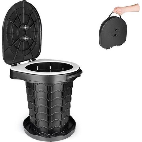 Tragbare Campingtoilette mit Deckel Tragbare Toilette mit Müllbeutel Trockentoilette Geeignet für Camping Grillen Reisen Angeln Strand und 34 5 x (1/5)