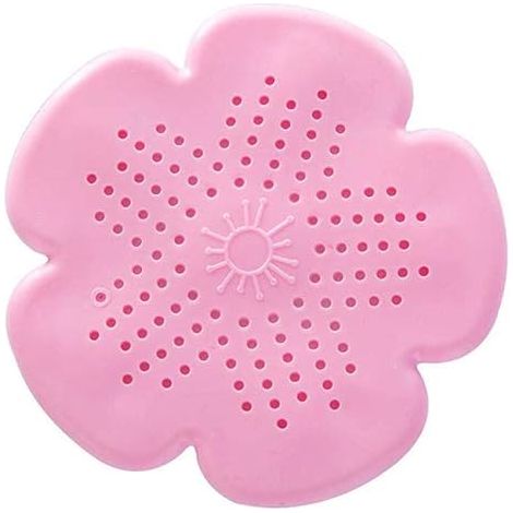 Filtre de bonde, bouchon de bonde de sol, filtre de bonde de cuisine en forme de fleur, accessoire de douche/salle de bain anti-cheveux, passoire d'évier rose 15,5 x 15,6 cm (1/3)