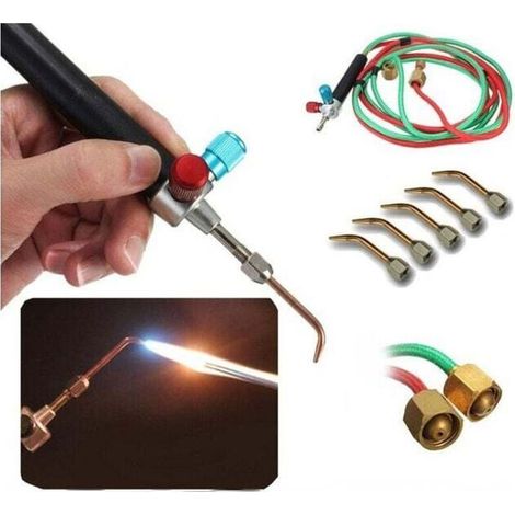 Micro Gaz Petite Torche avec 5 Embouts pour Tuyaux Bijoux Commercial Acétylène Bouteille d'Oxygène (1/4)