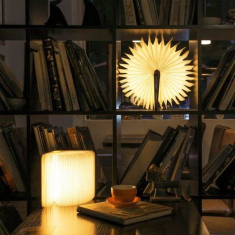 Lampe De Livre - Bois De Noyer - 9x12x2.5 Cm - Rechargeable Usb - 360° Pliable - 1 Piece (1/5)