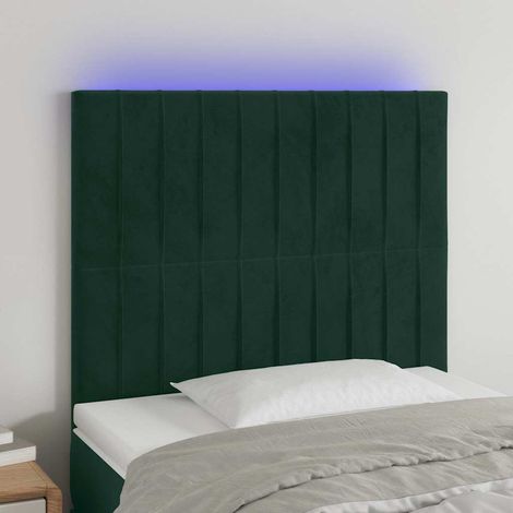 vidaXL Cabecero con luces LED terciopelo verde oscuro 100x5x118/128 cm (1/5)