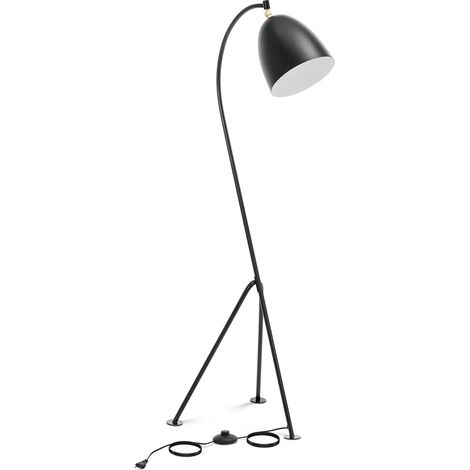 Lampada da terra ad arco con paralume in metallo mobile 40 watt altezza 125 cm ferro verniciato a polvere nero 140009213