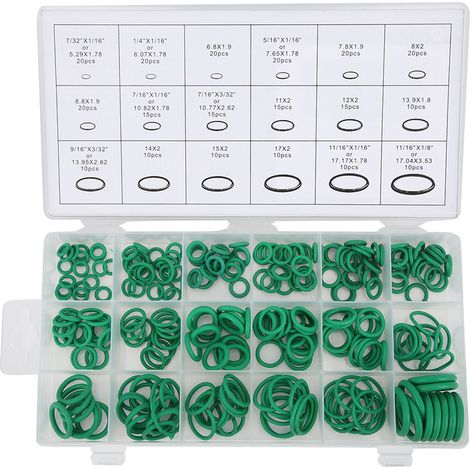 Kit de 270 joints d'étanchéité pour compresseur de climatisation auto, 18 tailles, joints toriques verts pour robinet d'eau. (1/5)