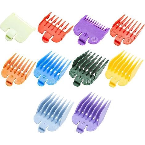 10 Pièces Tondeuse à Cheveux Limite Peigne, Guide De Coupe Peigne Compatible avec Tondeuses à Cheveux, Inox Limite Peigne Ensemble Peignes Guidage Accessoires Clip Métallique (1/5)