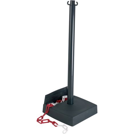 Poteau PVC Noir avec réserve de chaîne sur socle lesté 6kg - 2000789 (1/2)