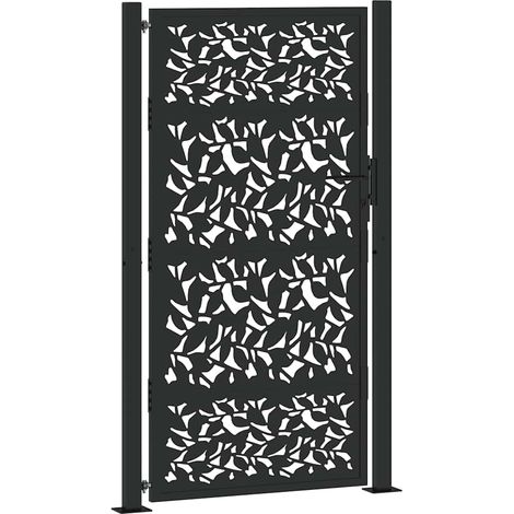 vidaXL Cancello da giardino nero 100x175 cm con design a foglia