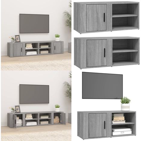TV-Schränke 2 Stk. Grau Sonoma 80x31,5x36 cm Holzwerkstoff - TV-Schrank - Holzwerkstoff Möbel - Grau Sonoma - Wohnwand - Regal - Home & Living (1/5)