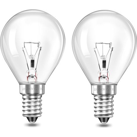 Lot de 2 Ampoule E14 G45 Dimmable 300 Degré Blanc Chaud 2700K Pour Four Micro-onde