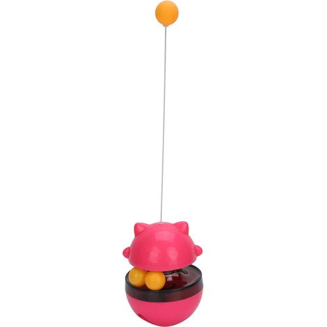 Distributeur de nourriture anti-fuite pour chats, en ABS, à rouler pour l'entraînement à la balle (jouet interactif rouge). (1/5)