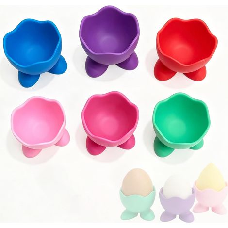 Sollbry 6Coquetiers en Silicone Multicolores&Multifonctionnels-Antidérapants,Parfaits pour la Décoration de Table de Pâques,le Petit-Déjeuner et le Rangement (1/5)